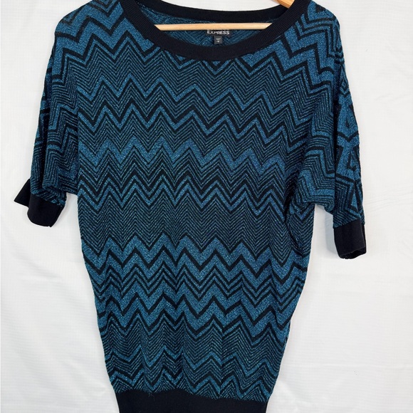 Express Tops - Express Blue and Black Chevron Sweater size L